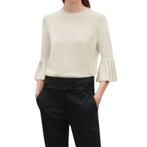 COS Pleated 3/4 Flared Sleeve Knitted Top - Picture 1 of 7